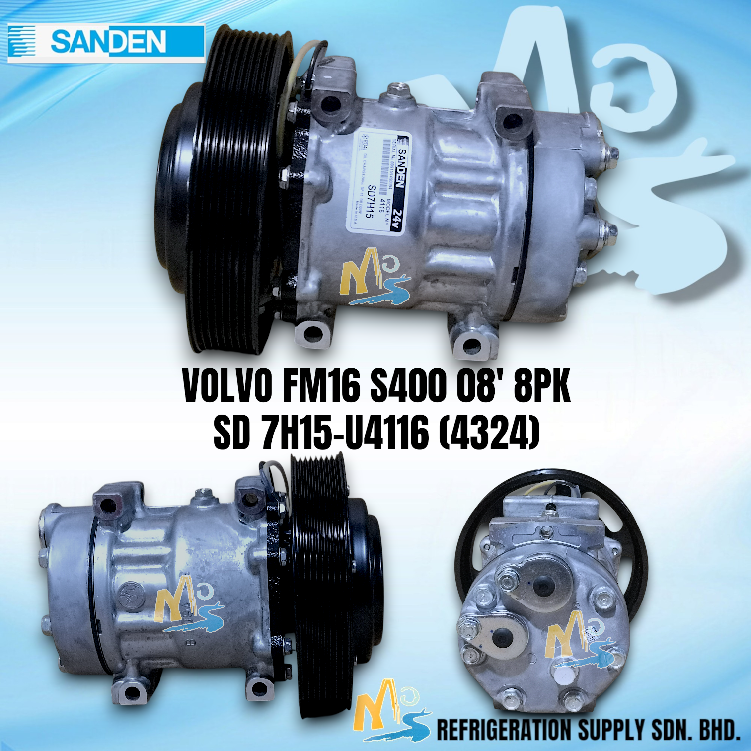 COMP- VOLVO FM16 S400 08' 8PK 180mm SD 7H15-U4116 (4324) 'ORG'